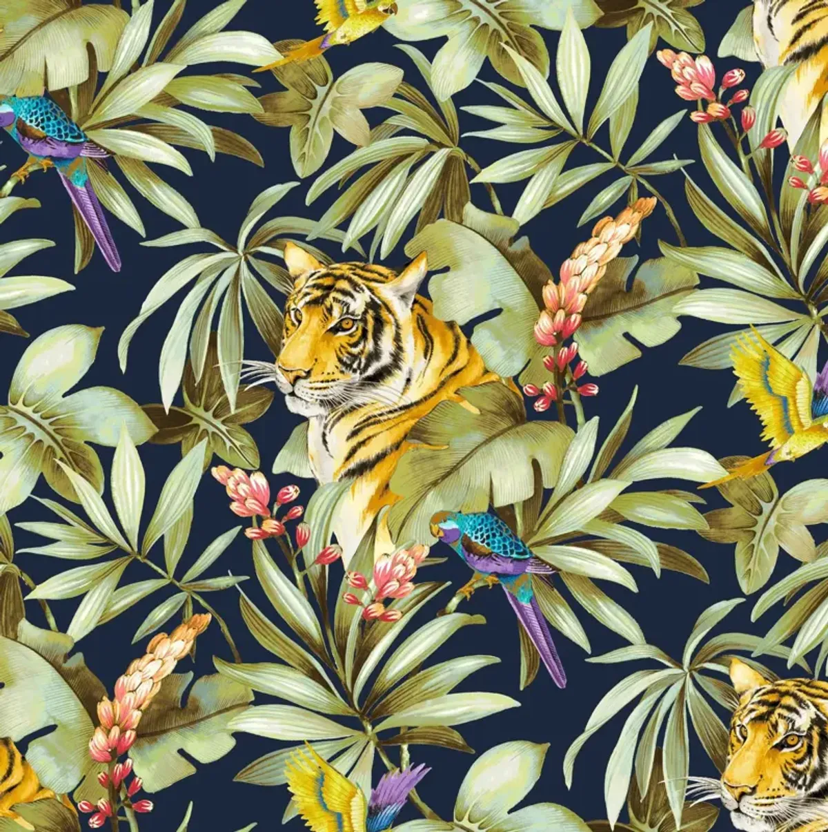 Mangrove Tiger Wallpaper - Navy