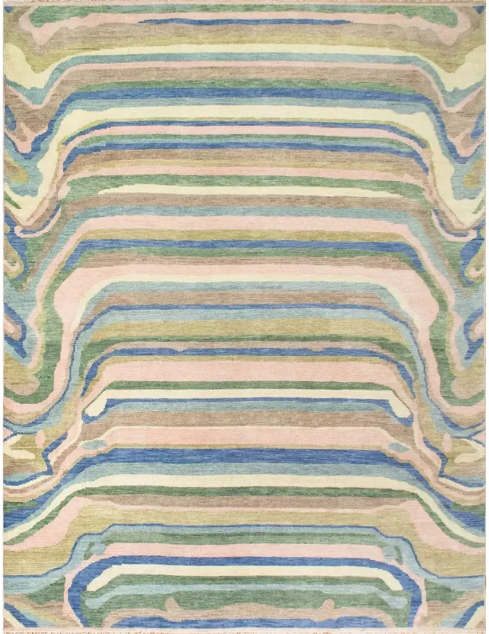 Cornflower Paint Mix Turkish Knot Rug