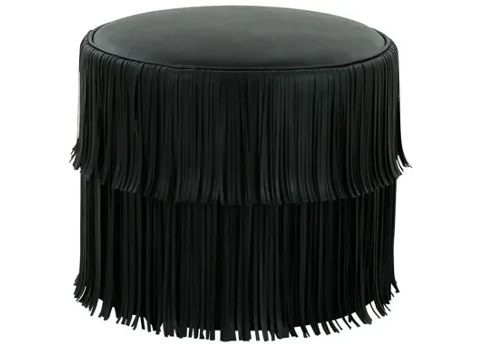 Chaser Ottoman in Black Leather