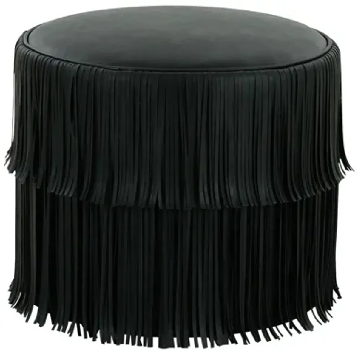 Chaser Ottoman in Black Leather