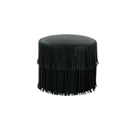 Chaser Ottoman in Black Leather