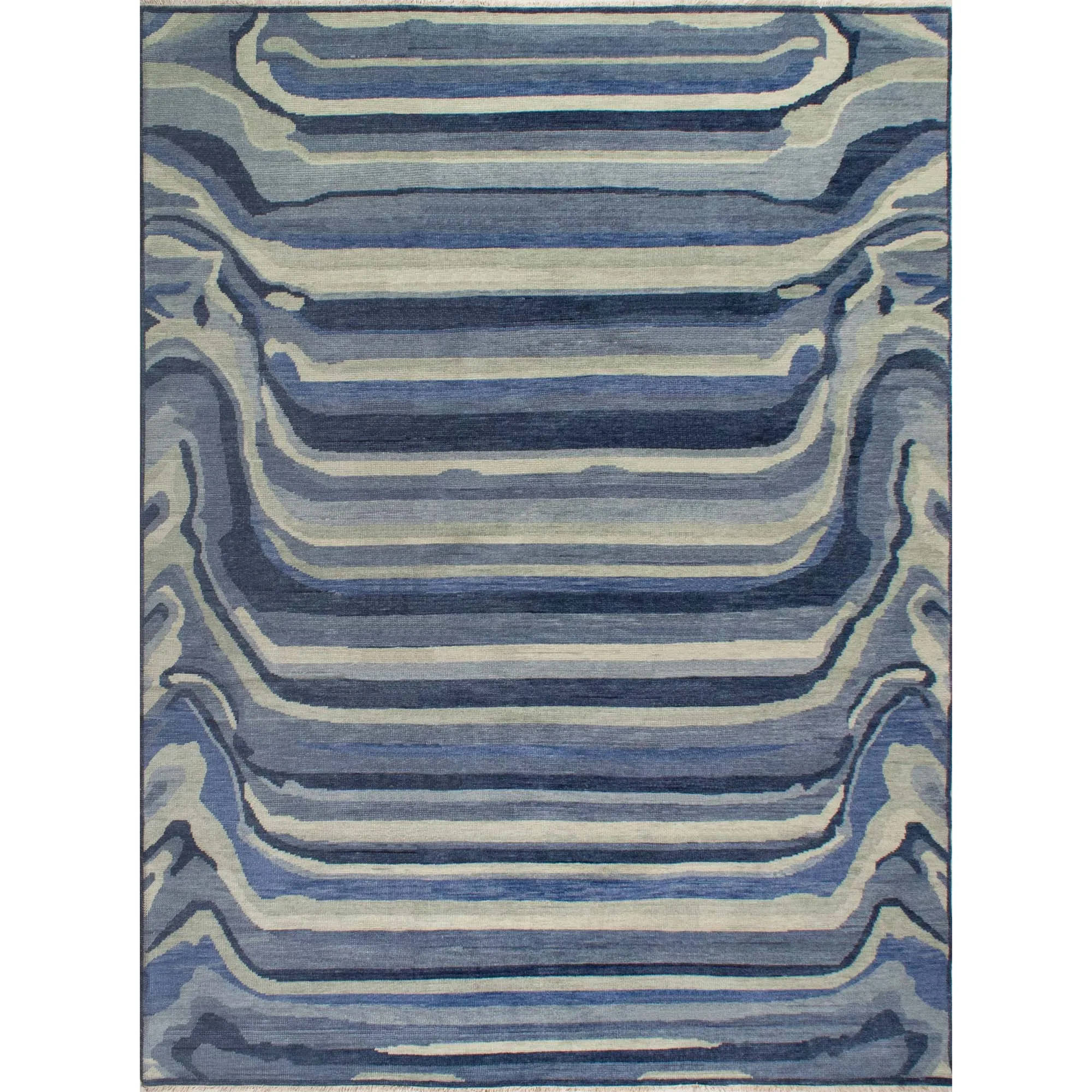 Blue Ombre Paint Mix Turkish Knot Rug