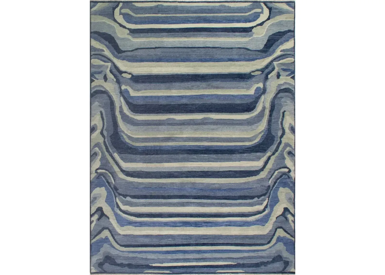 Blue Ombre Paint Mix Turkish Knot Rug