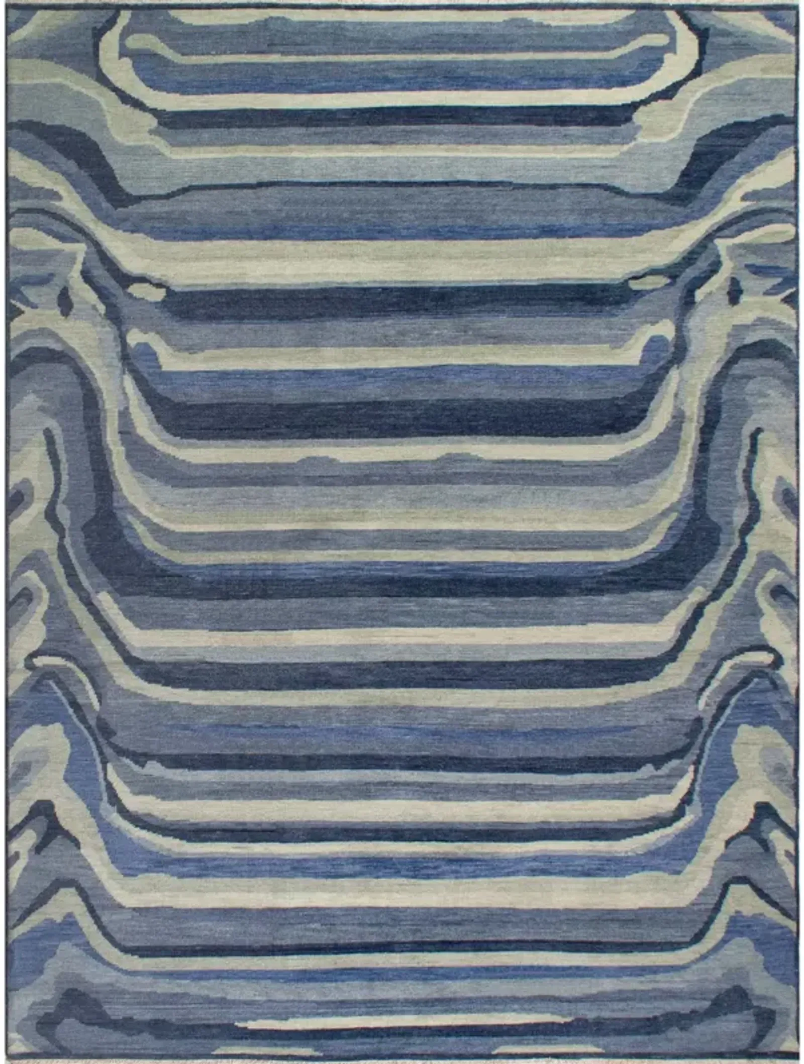 Blue Ombre Paint Mix Turkish Knot Rug