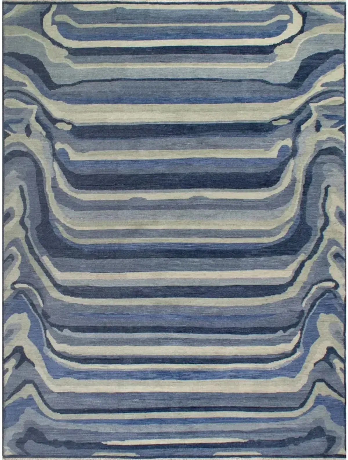 Blue Ombre Paint Mix Turkish Knot Rug