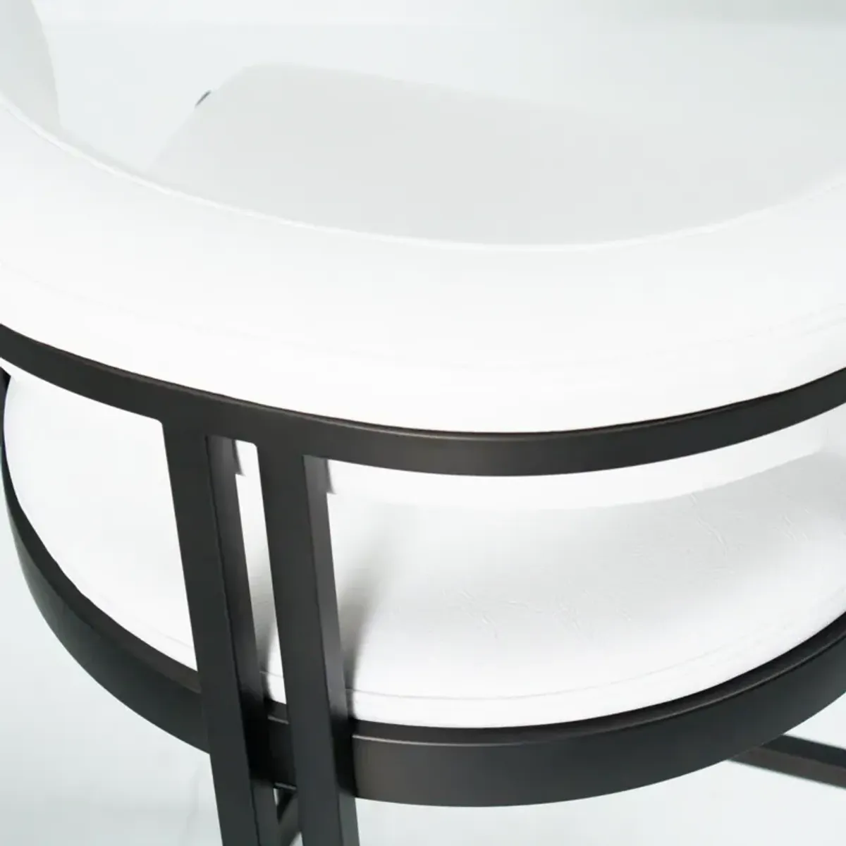 Ballantine Bar Stool in Matte Black White Leather