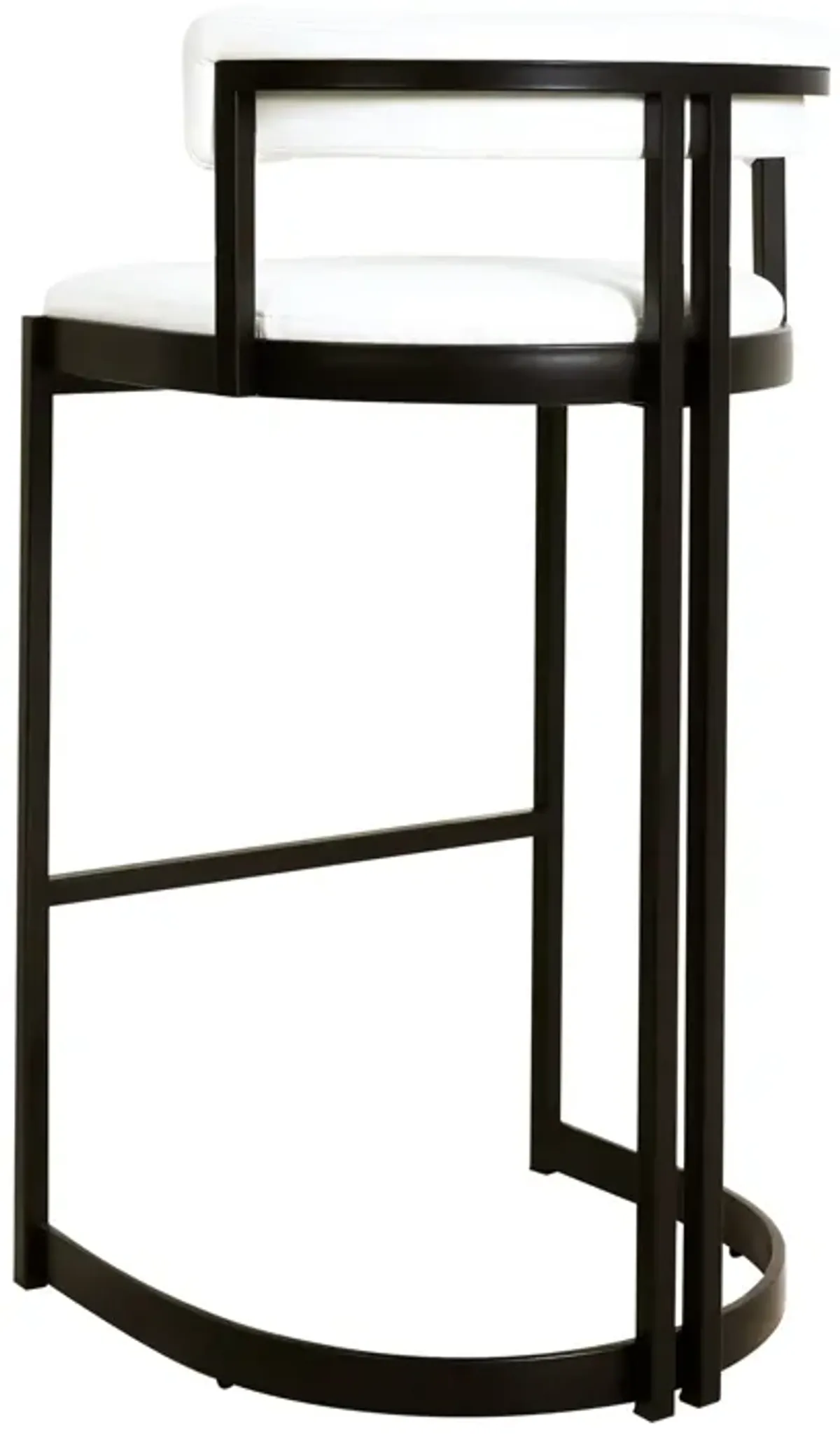 Ballantine Bar Stool in Matte Black White Leather