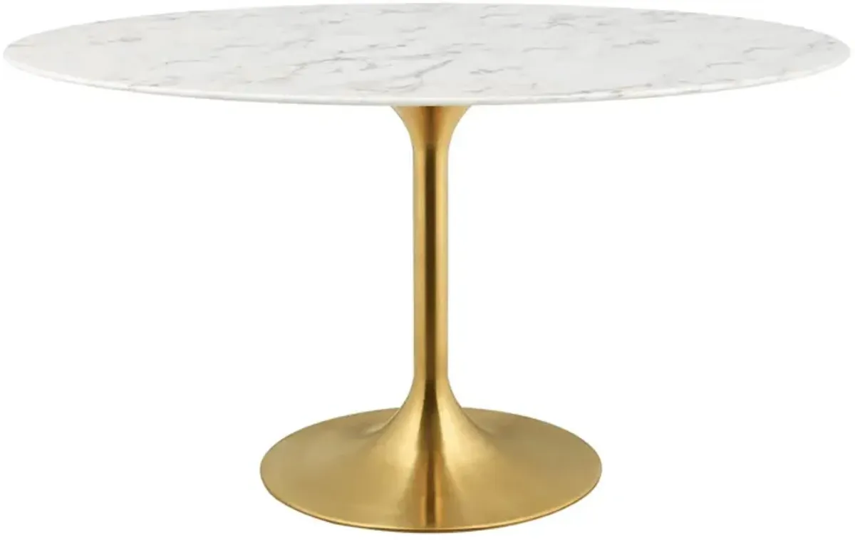 Amico 54" Oval Artificial Marble Dining Table - Gold Base