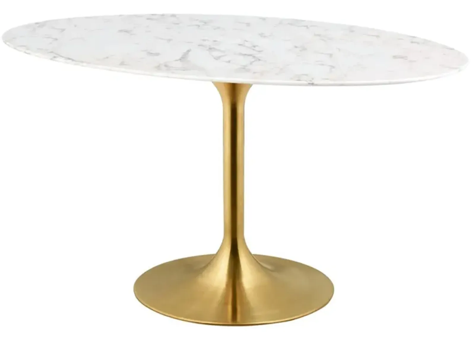 Amico 54" Oval Artificial Marble Dining Table - Gold Base