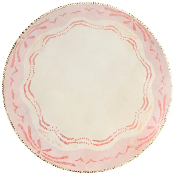 In Stock 4x4 Rola Bola Pink Circle Turkish Knot Rug