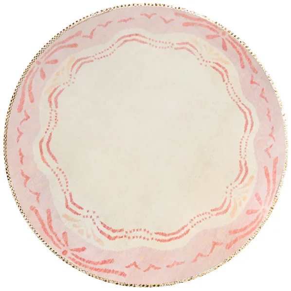 In Stock 4x4 Rola Bola Pink Circle Turkish Knot Rug