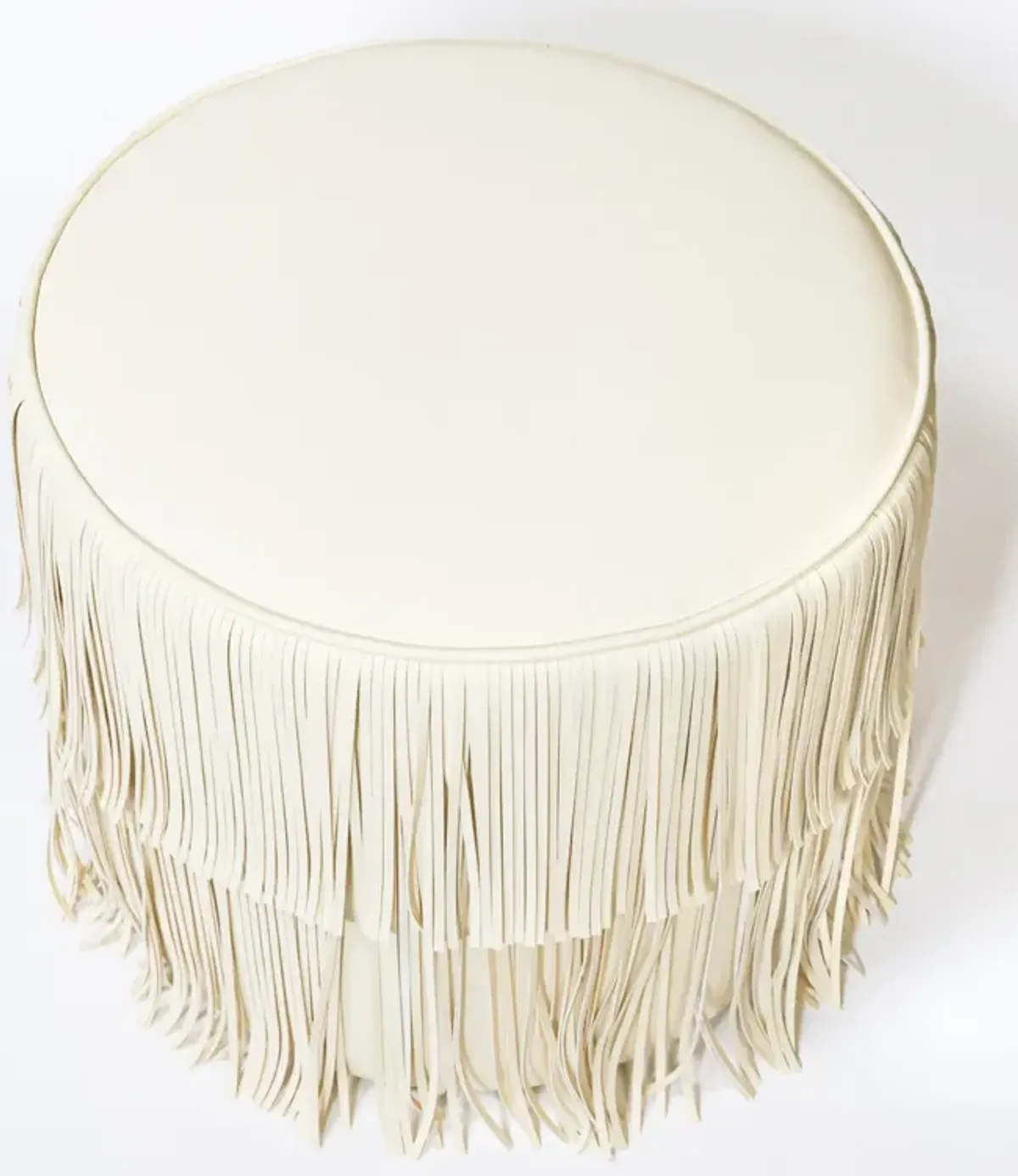 Chaser Ottoman in Ivory Leather