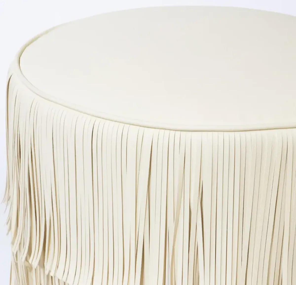 Chaser Ottoman in Ivory Leather