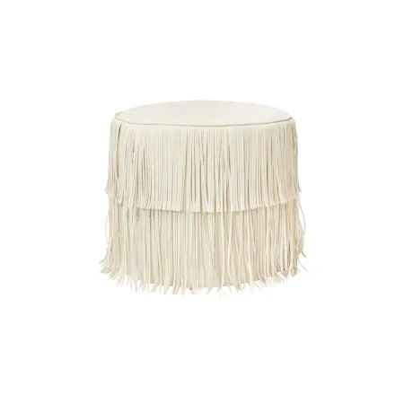 Chaser Ottoman in Ivory Leather