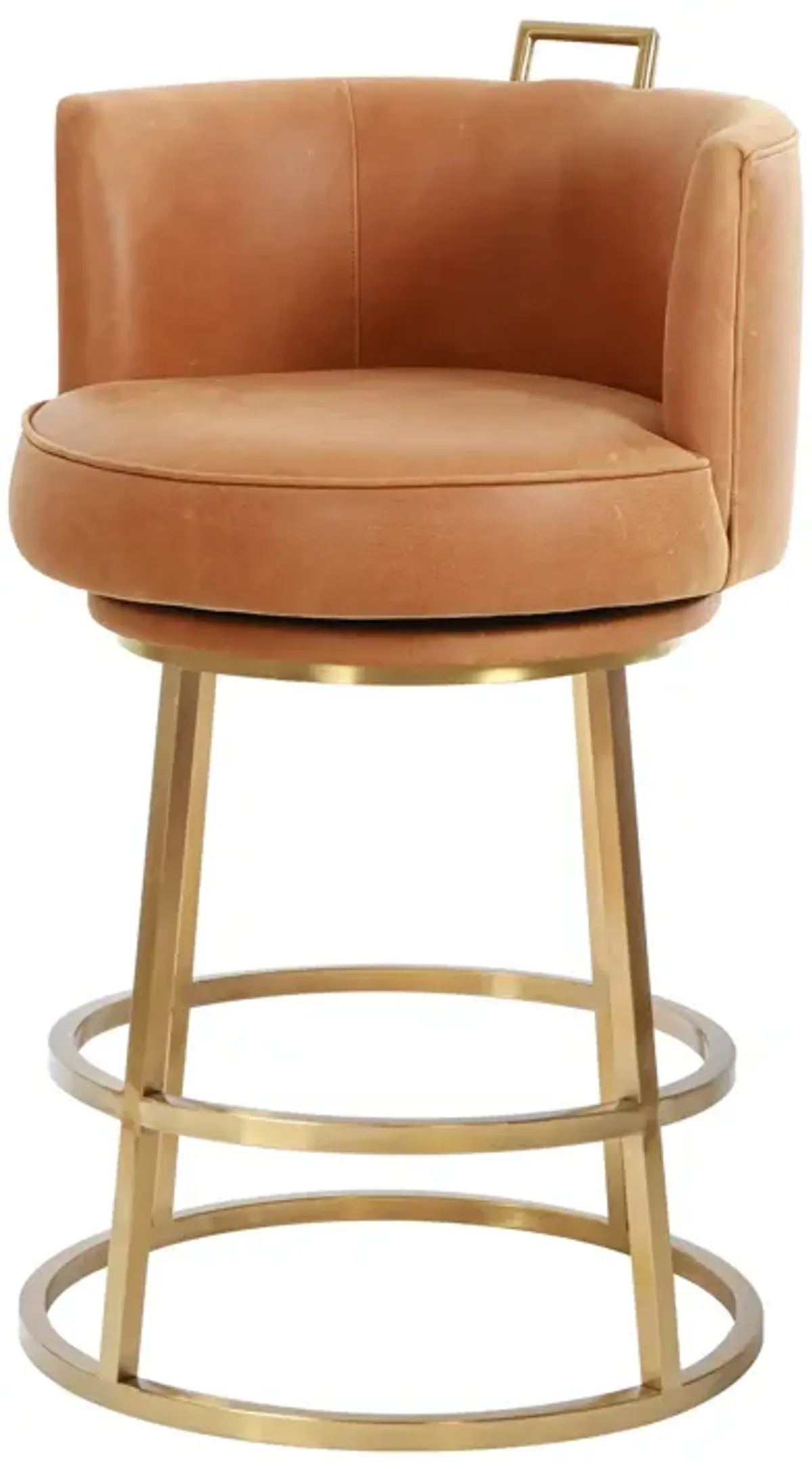 Rosita Swivel Counter Stool in Tobacco Leather