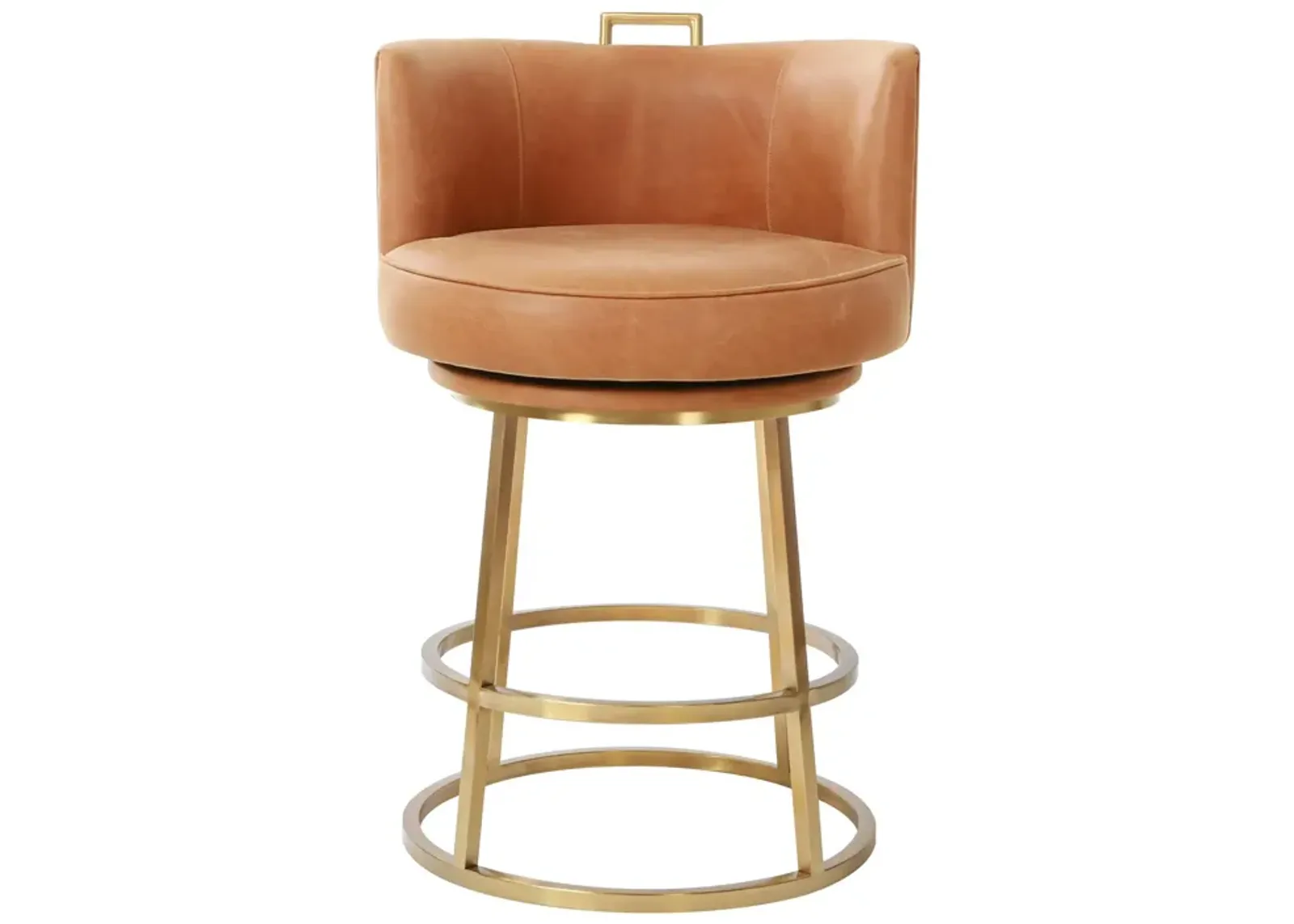 Rosita Swivel Counter Stool in Tobacco Leather