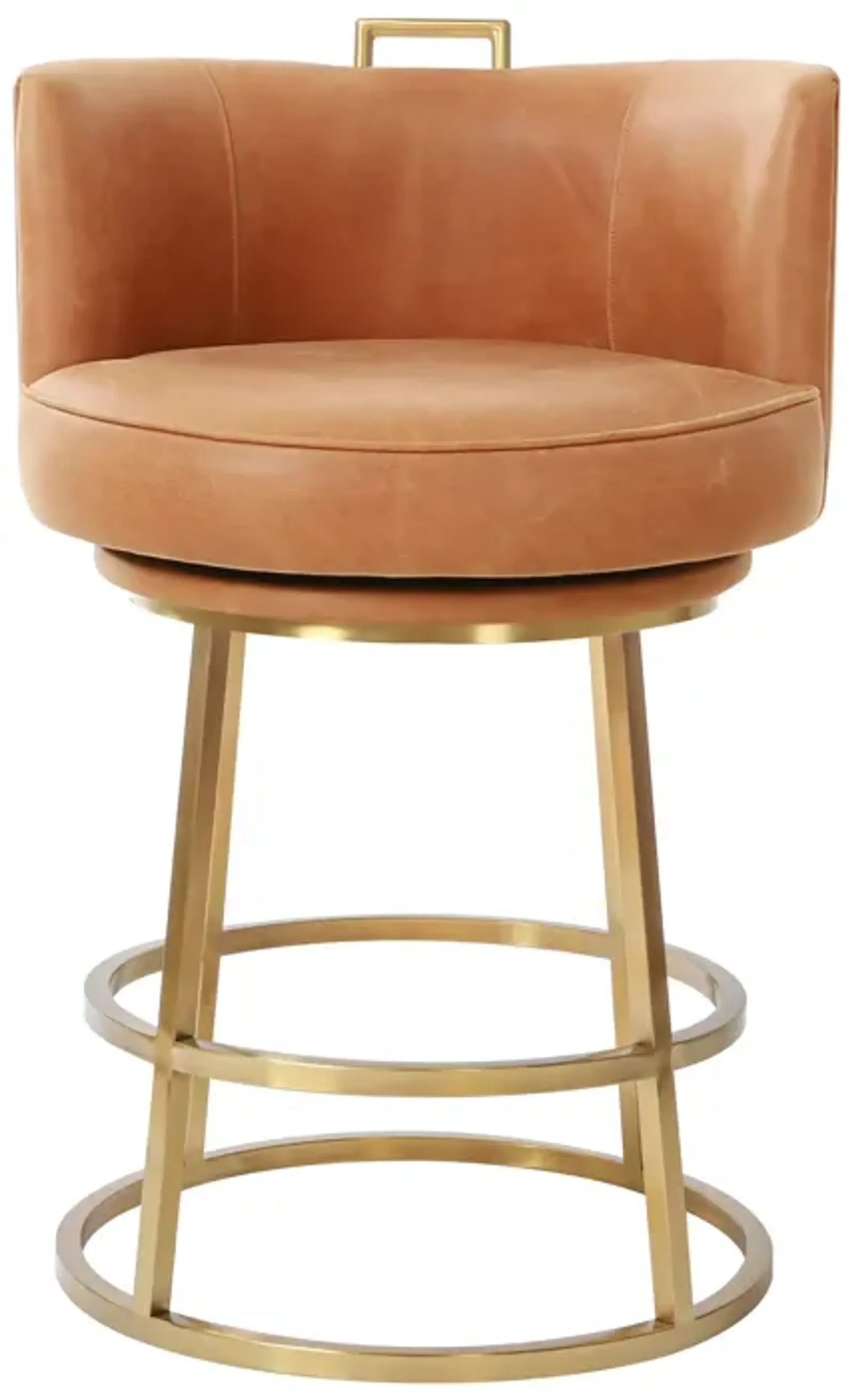 Rosita Swivel Counter Stool in Tobacco Leather