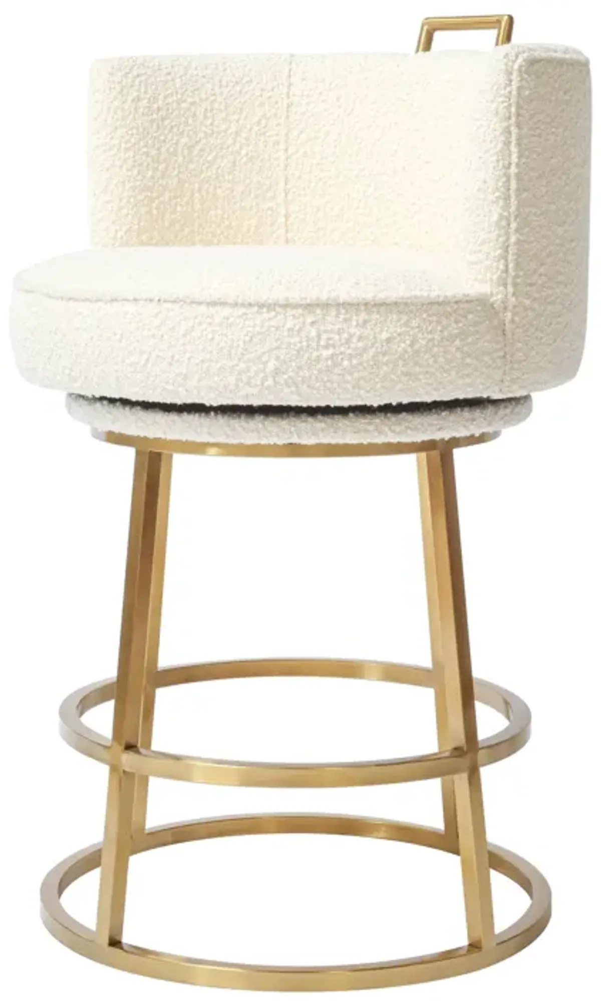 Rosita Swivel Counter Stool in Ivory Boucle