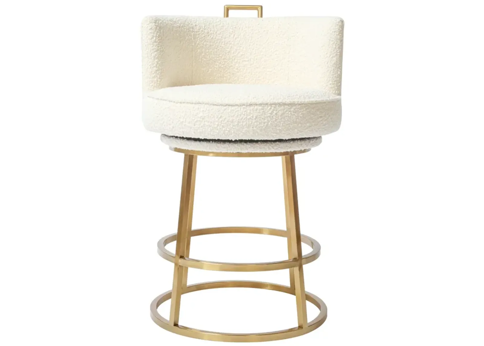 Rosita Swivel Counter Stool in Ivory Boucle