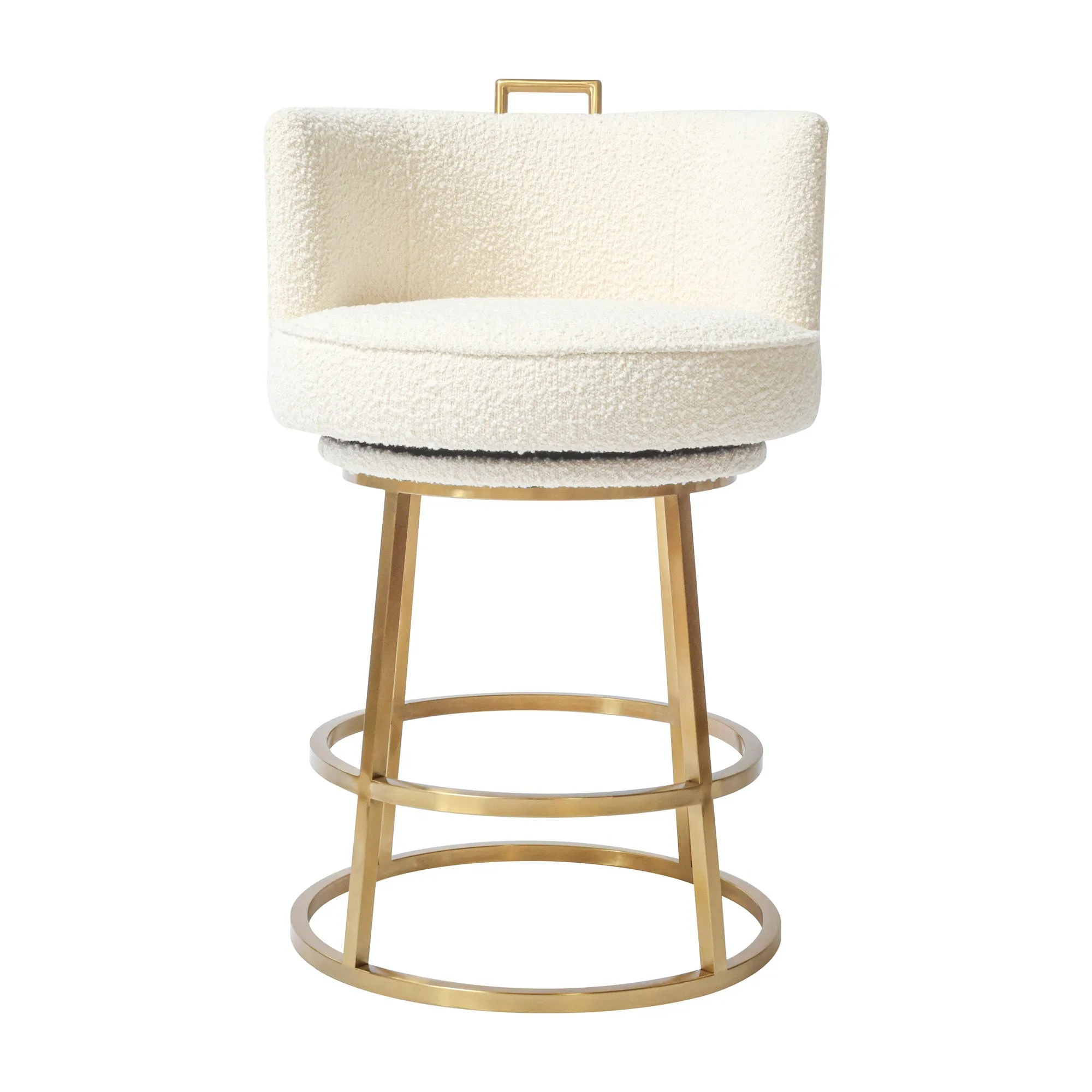 Rosita Swivel Counter Stool in Ivory Boucle