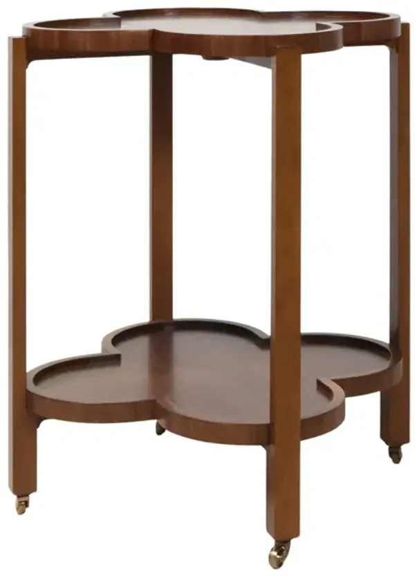 Clover Bar Cart in Walnut Veneer