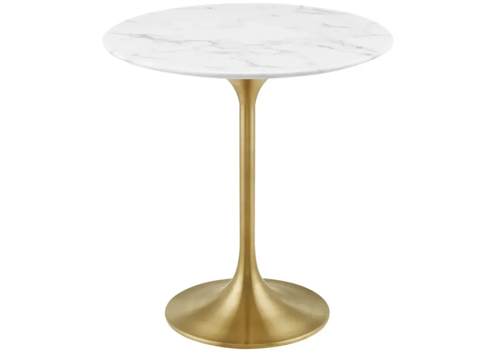 Amico 20” Round Side Table in White - Gold Base