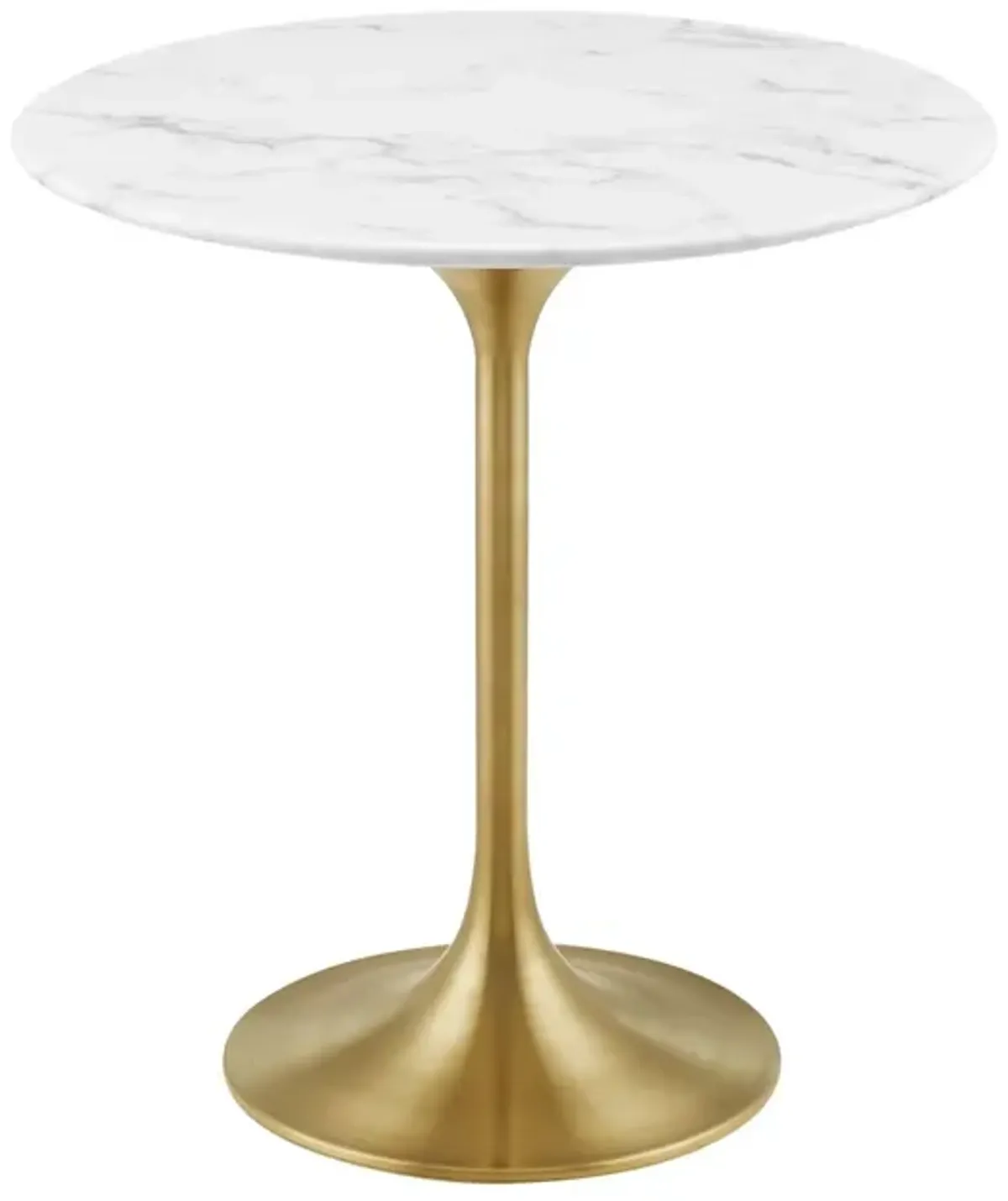 Amico 20” Round Side Table in White - Gold Base