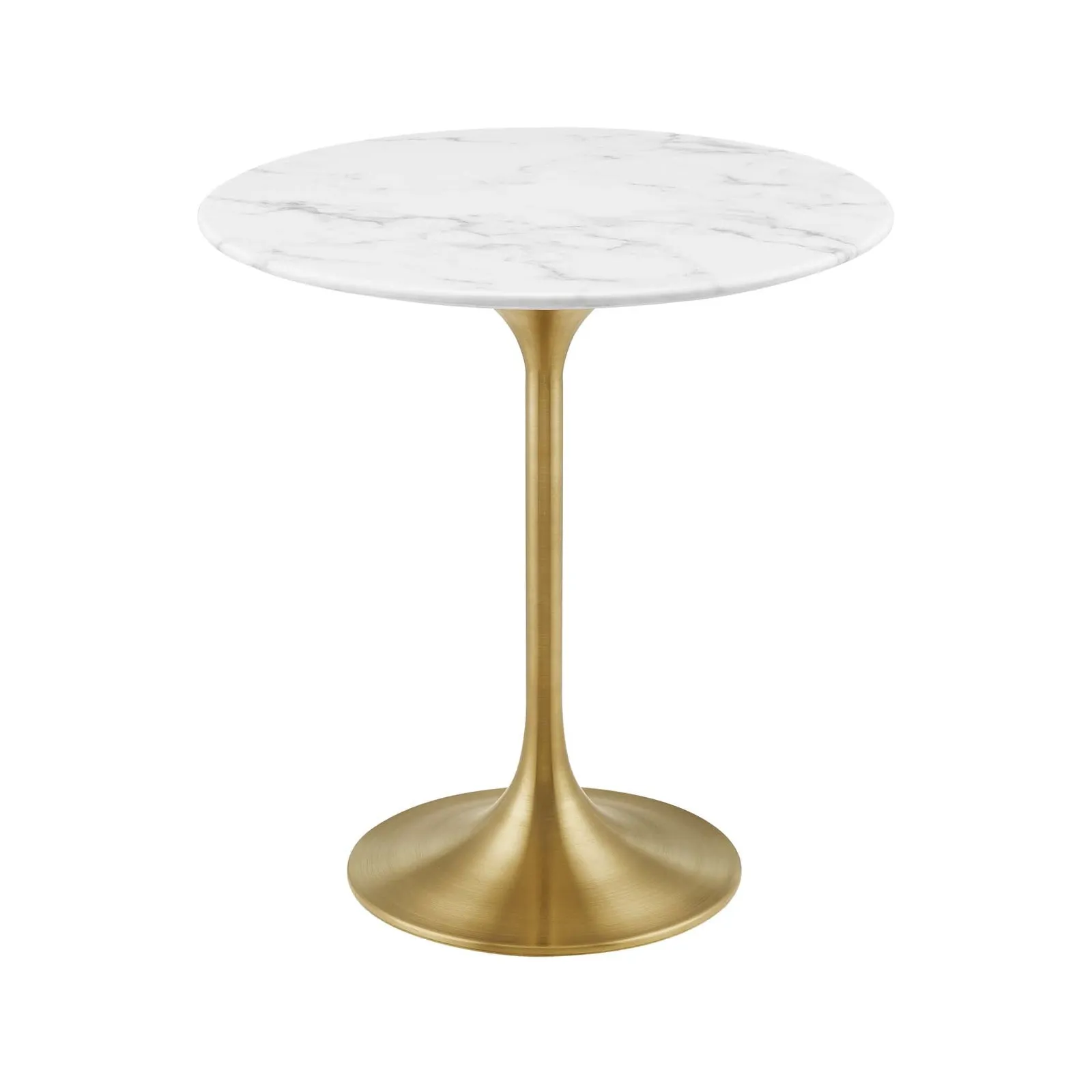 Amico 20” Round Side Table in White - Gold Base