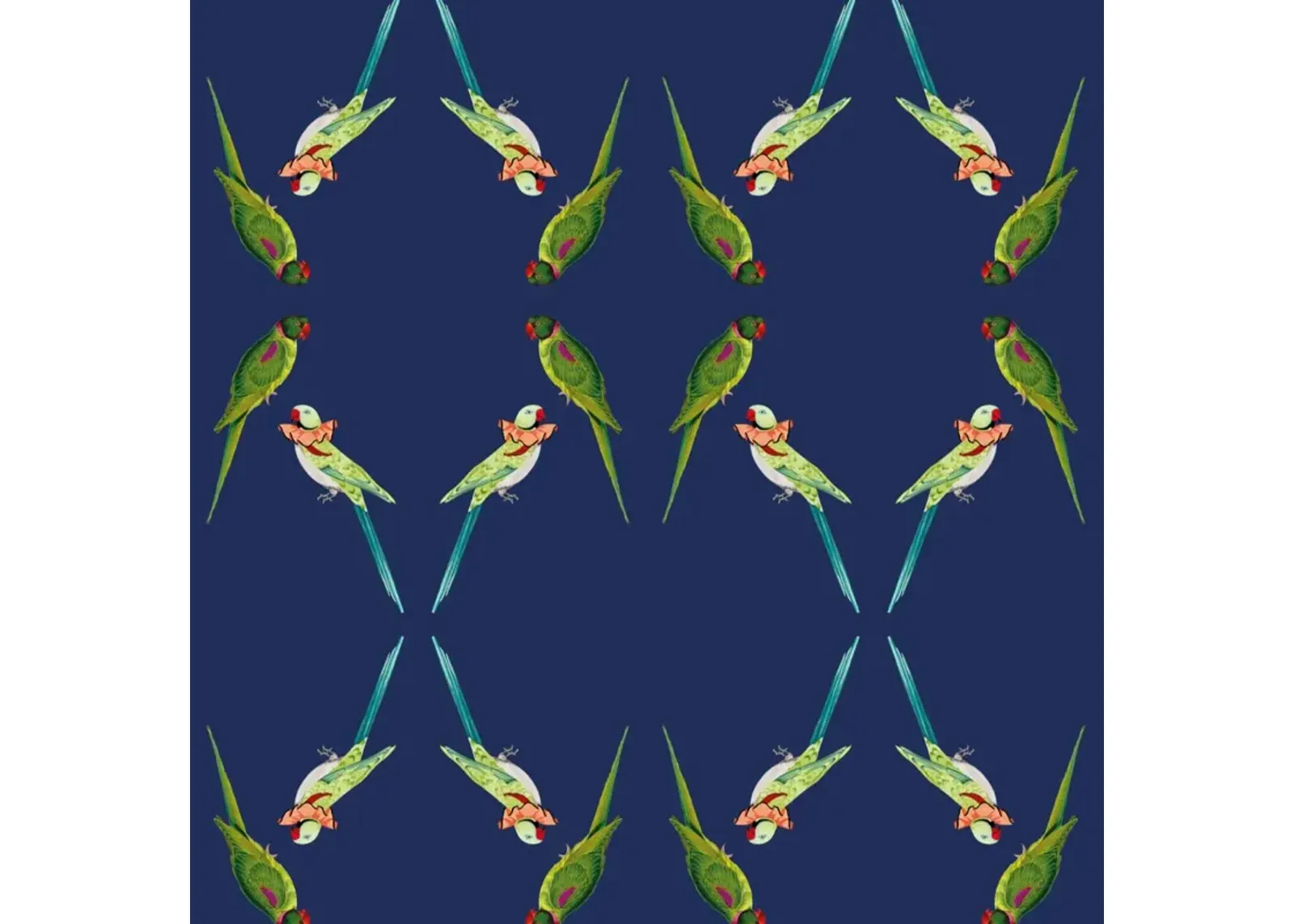 Tropical Birds on Navy Wallpaper