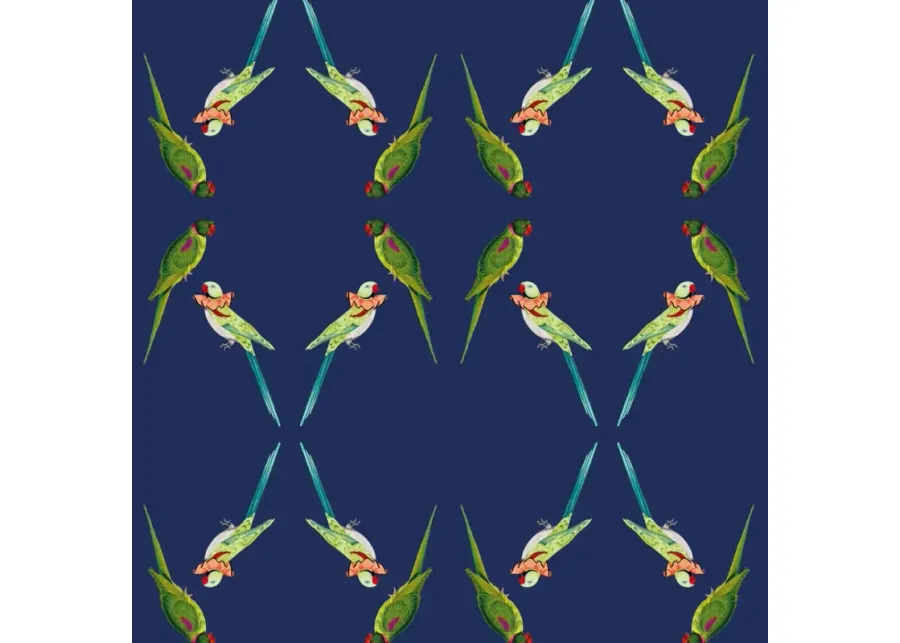 Tropical Birds on Navy Wallpaper