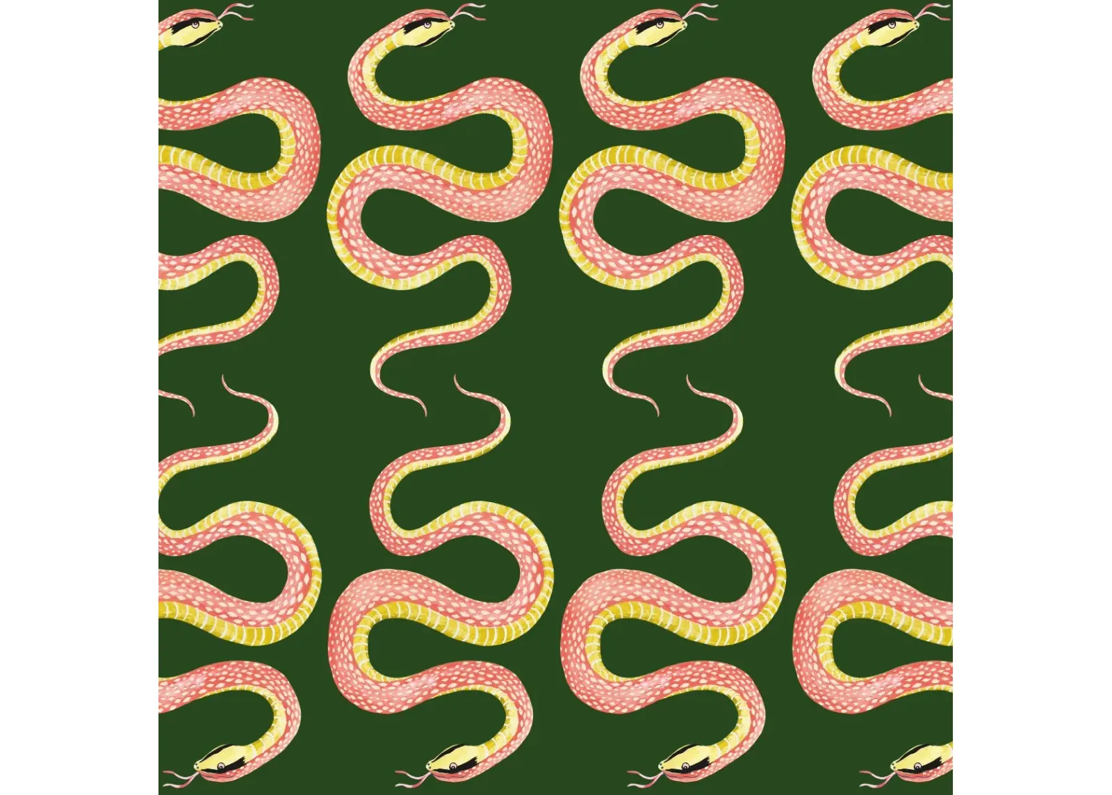 Boho Snakey on Green Wallpaper