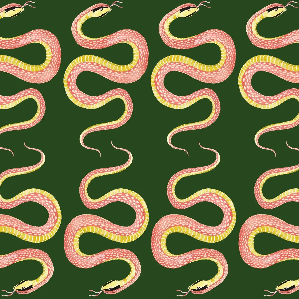 Boho Snakey on Green Wallpaper