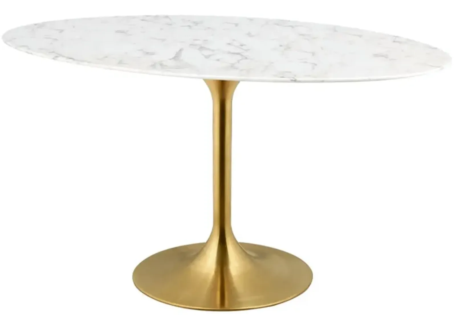 Amico 60" Oval Marble Top Dining Table in White - Gold Base