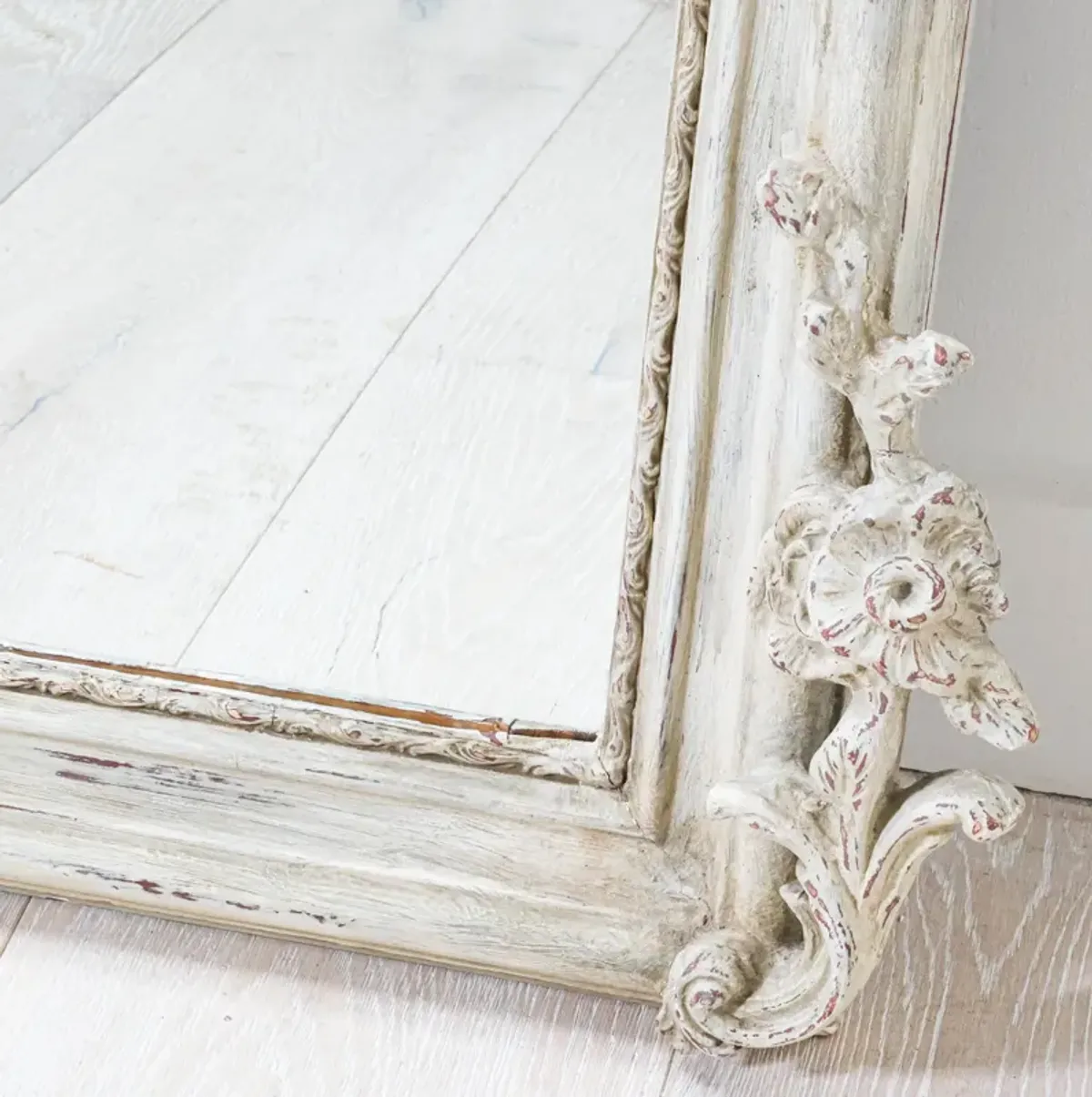 Large Antique French Mirror in White