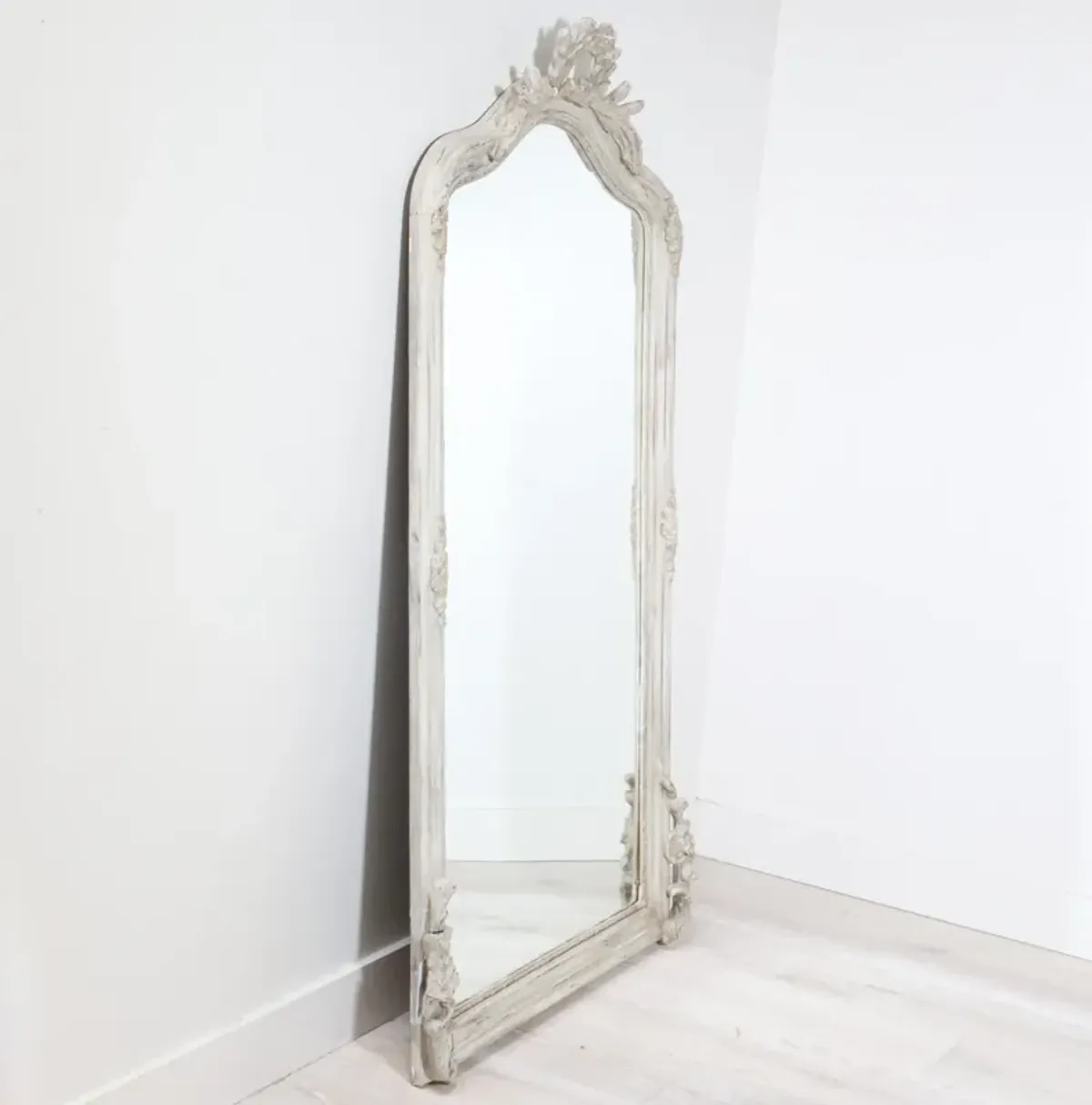 Large Antique French Mirror in White