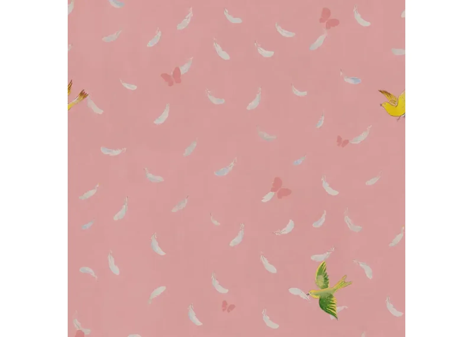 'Feathers' Wallpaper in Pink by Paule Marrot