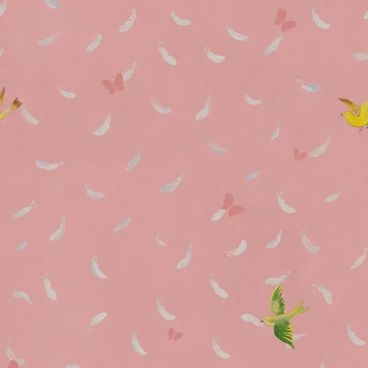 'Feathers' Wallpaper in Pink by Paule Marrot