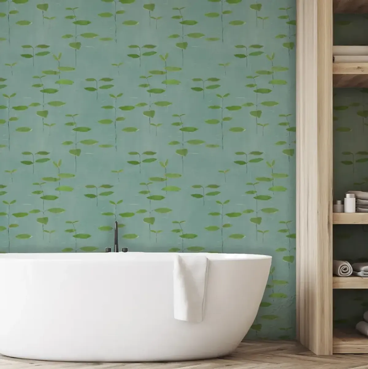 'Lilies' Wallpaper in Green by Paule Marrot