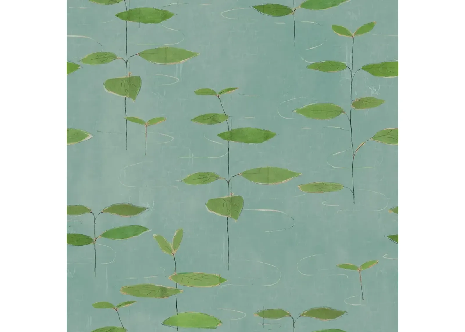 'Lilies' Wallpaper in Green by Paule Marrot