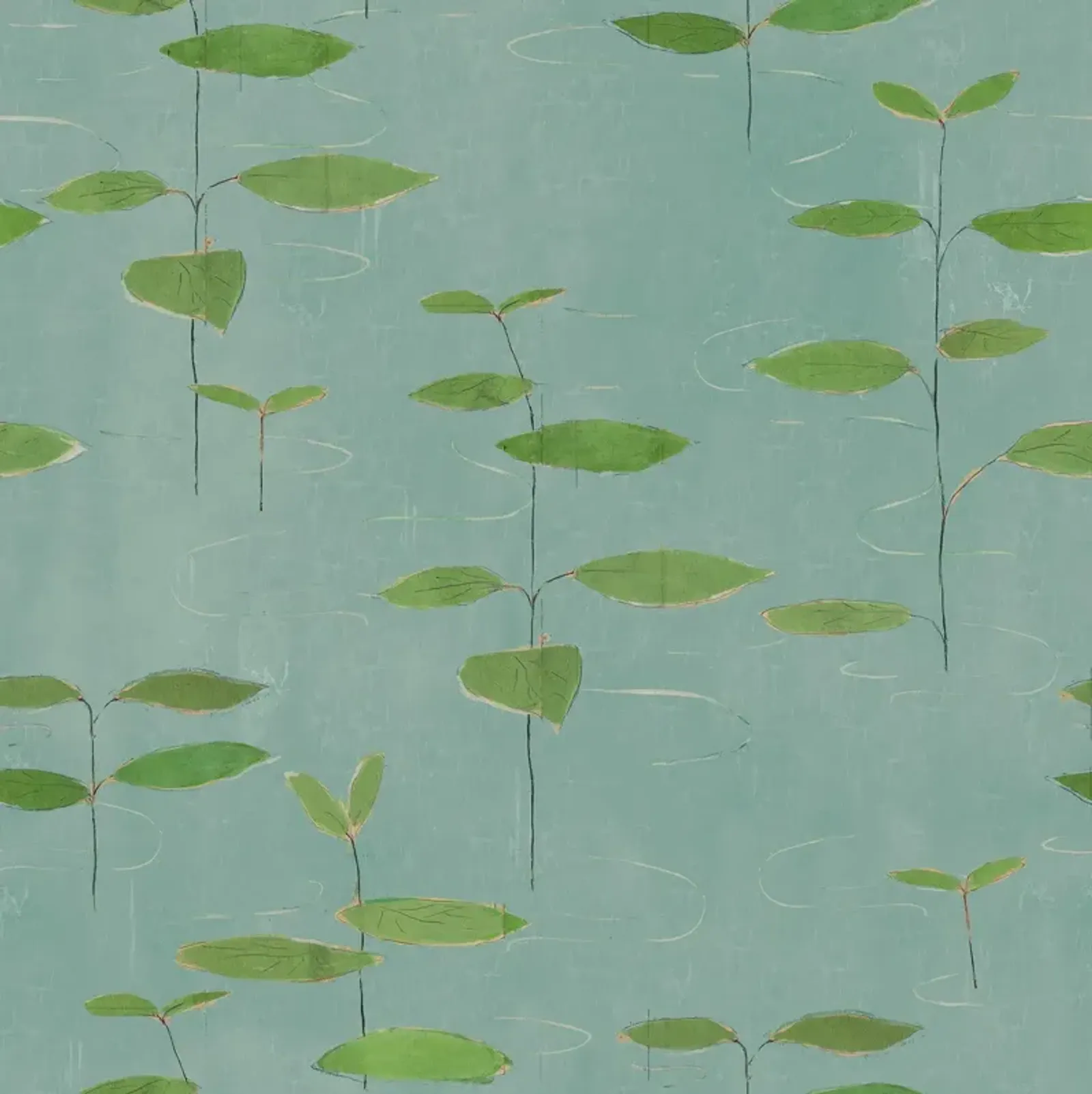 'Lilies' Wallpaper in Green by Paule Marrot