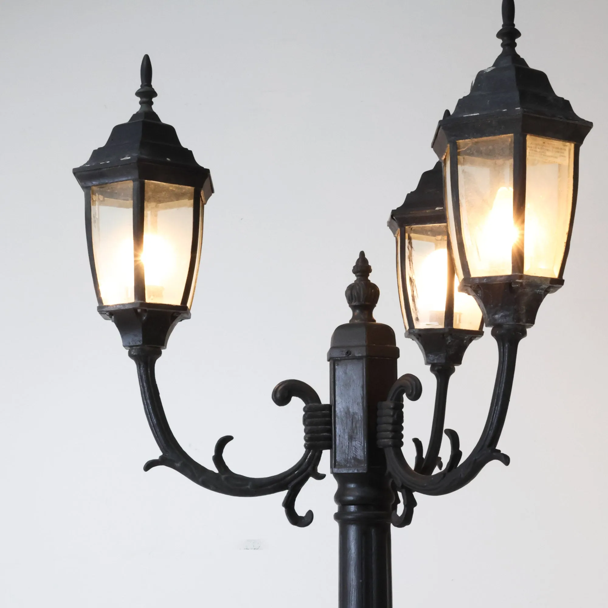 2 European Style Painted Cast Metal 3 Light Standards