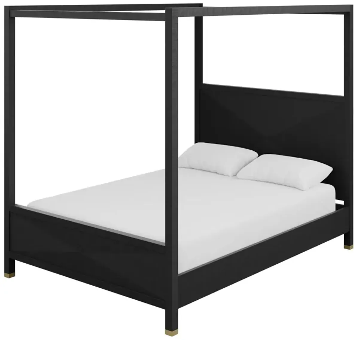 Lyla Queen Bed in Black Grasscloth