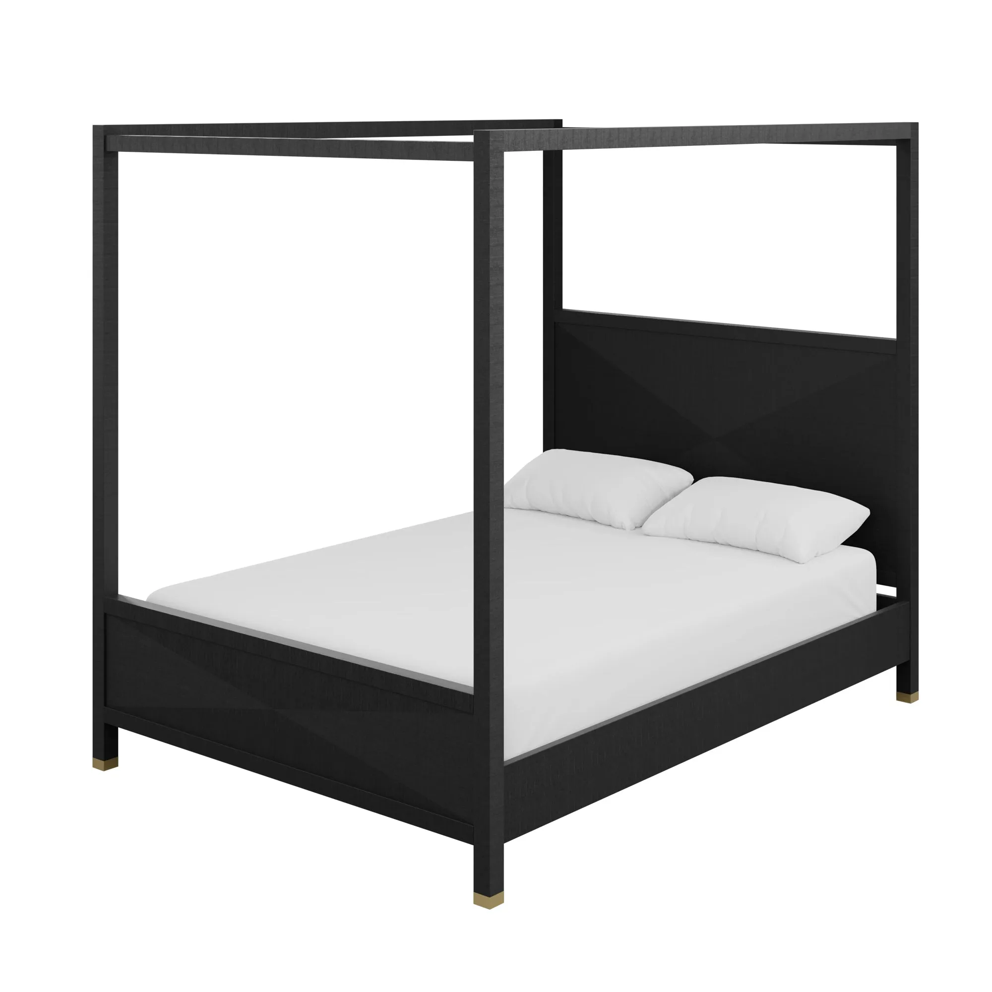 Lyla Queen Bed in Black Grasscloth