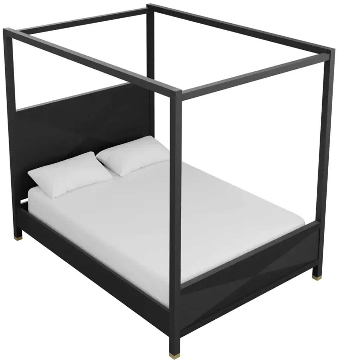 Lyla Queen Bed in Black Grasscloth