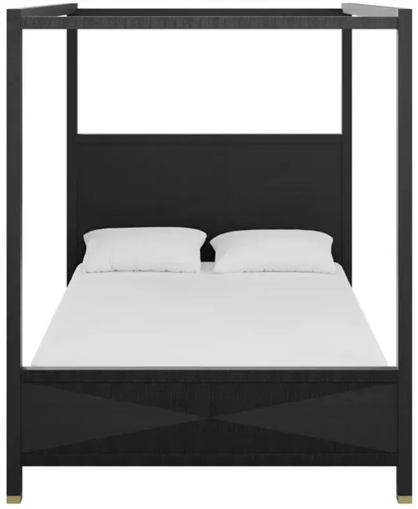 Lyla Queen Bed in Black Grasscloth
