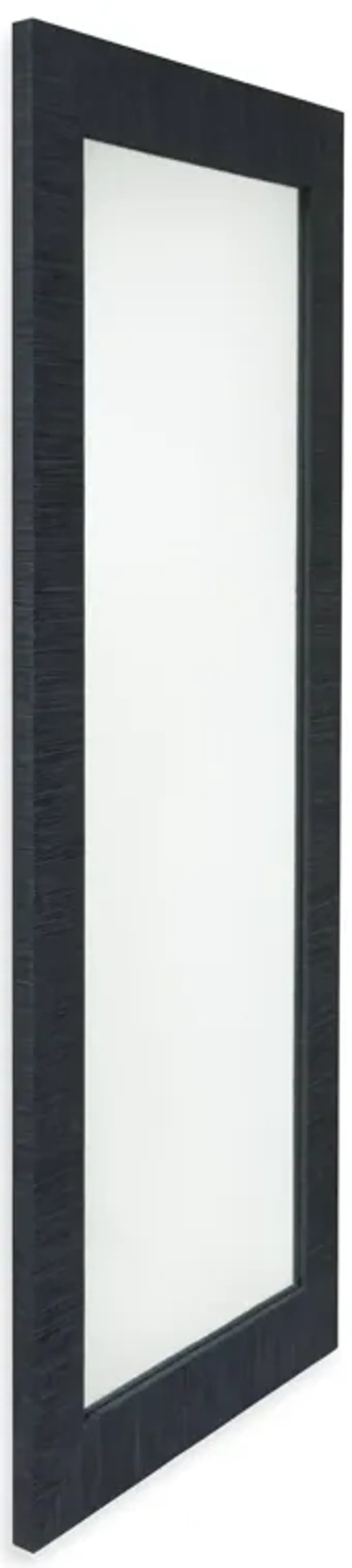 Fortuna Floor Mirror in Black Grasscloth