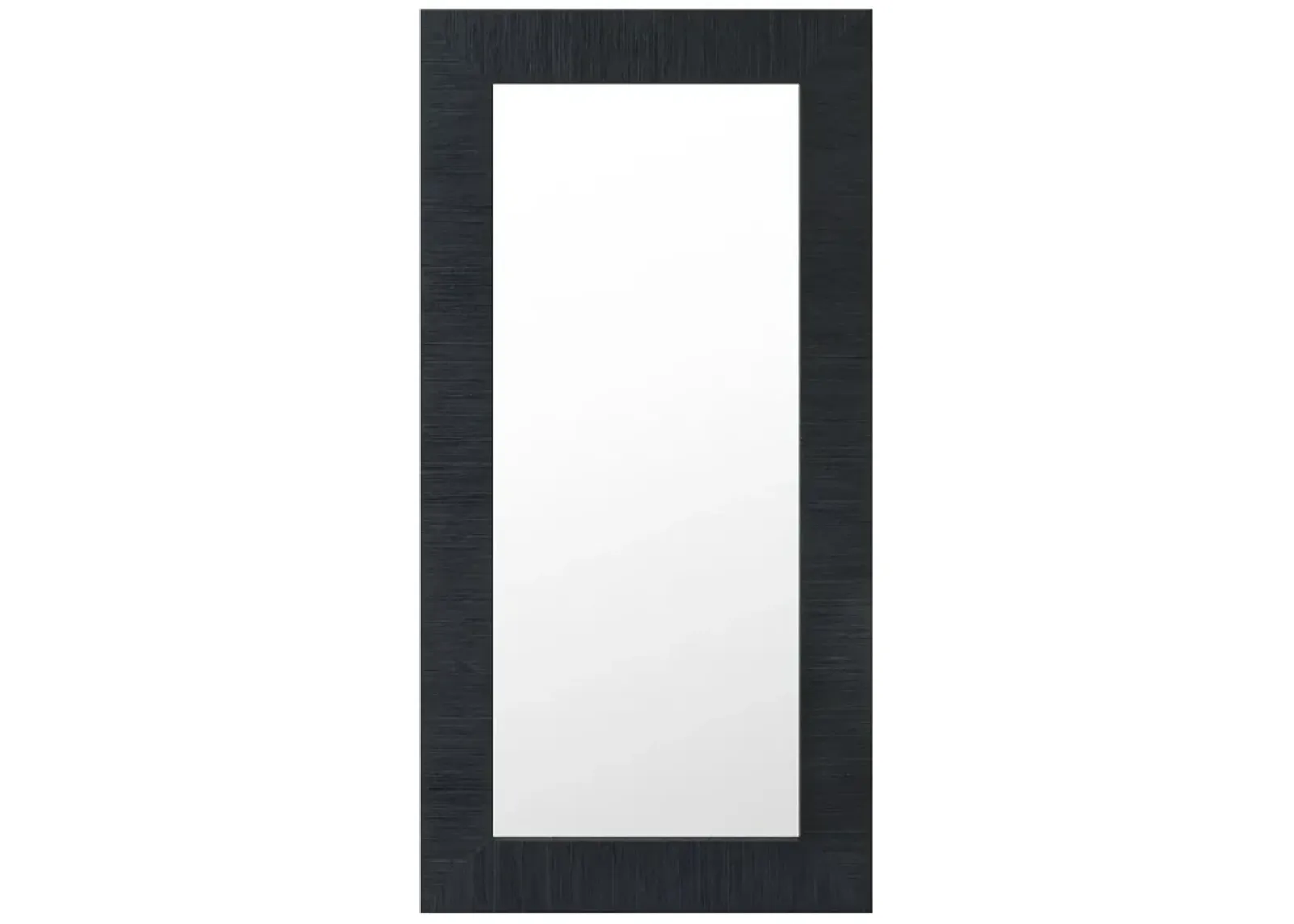 Fortuna Floor Mirror in Black Grasscloth