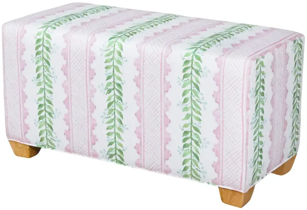 Vintage Bench Recovered in Celie Pink and Green Fabric