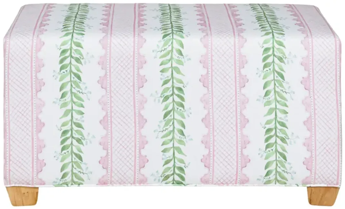 Vintage Bench Recovered in Celie Pink and Green Fabric