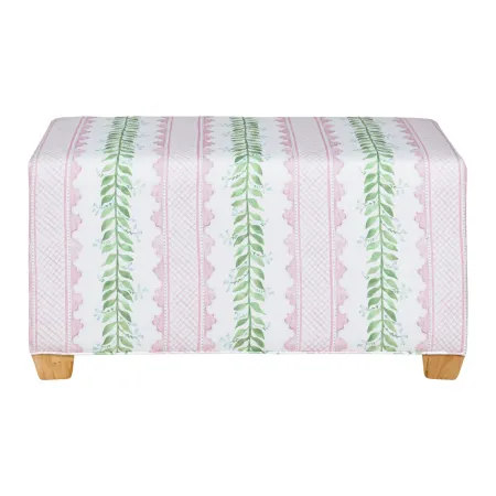 Vintage Bench Recovered in Celie Pink and Green Fabric